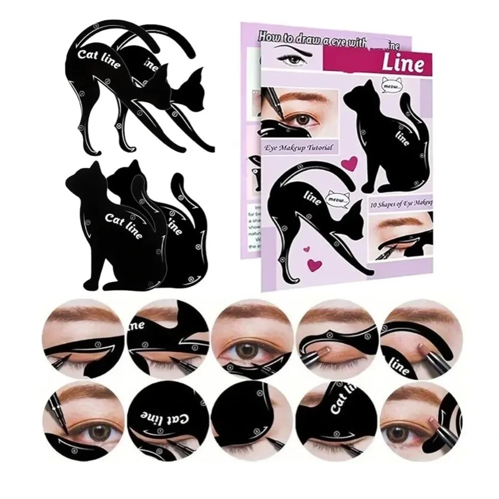 4 Pcs Eyeliner Stencils for Cat Eye Winged and Eyeshadow Applicators Shaper